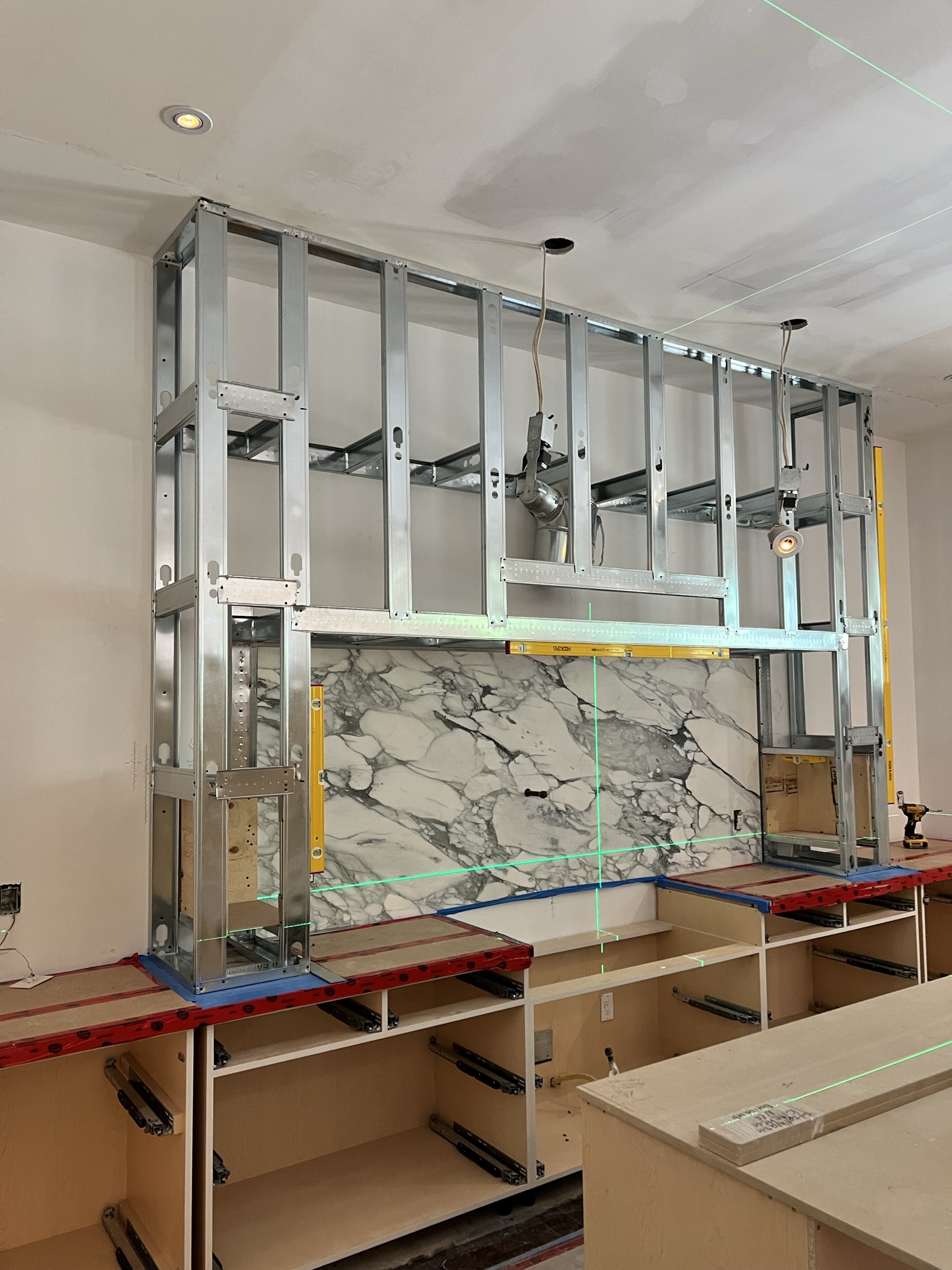 Metal framing before drywall installation Toronto GTA